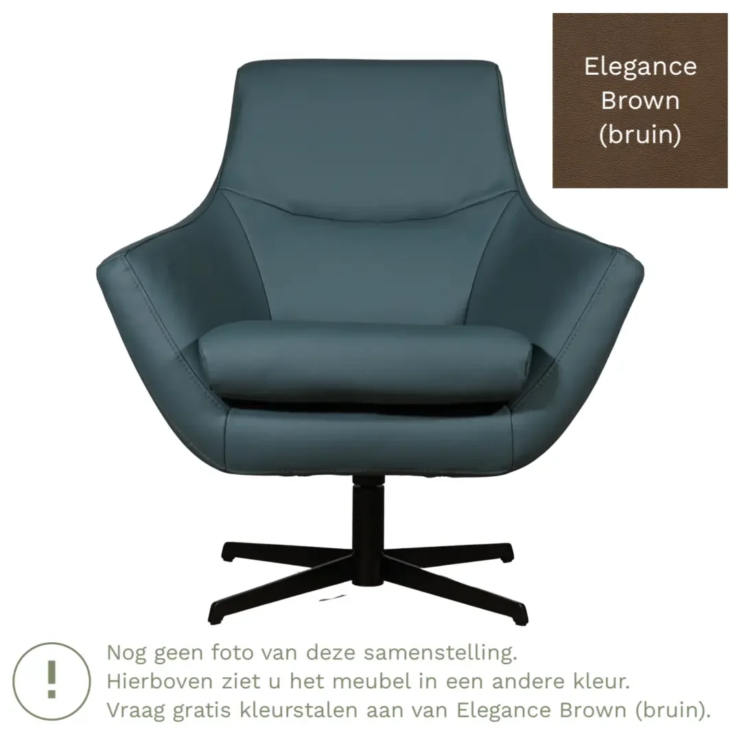 afbeelding van Leren draaifauteuil Wing - Elegance Brown (bruin)