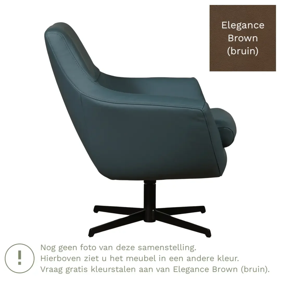 afbeelding van Leren draaifauteuil Wing - Elegance Brown (bruin)
