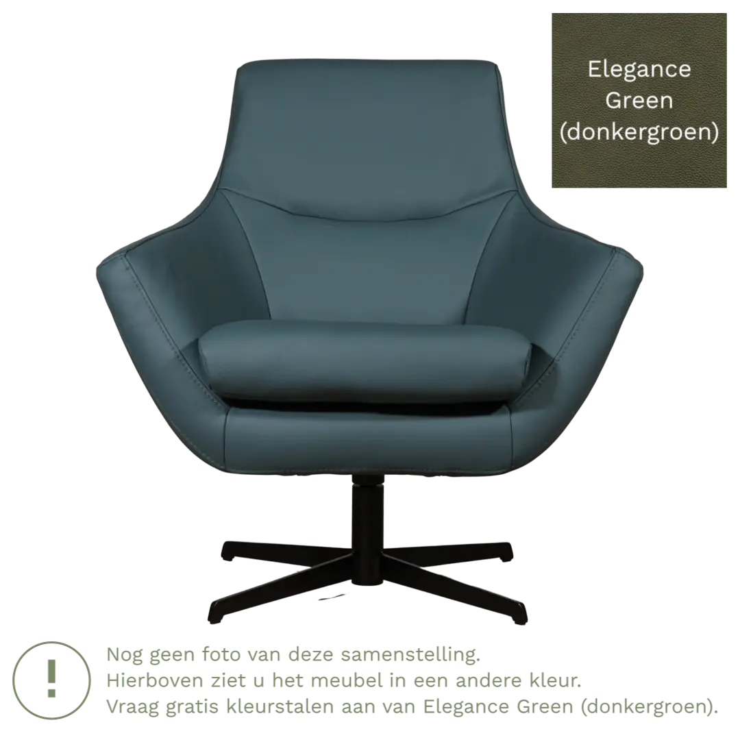 afbeelding van Leren draaifauteuil Wing - Elegance Green (donkergroen)