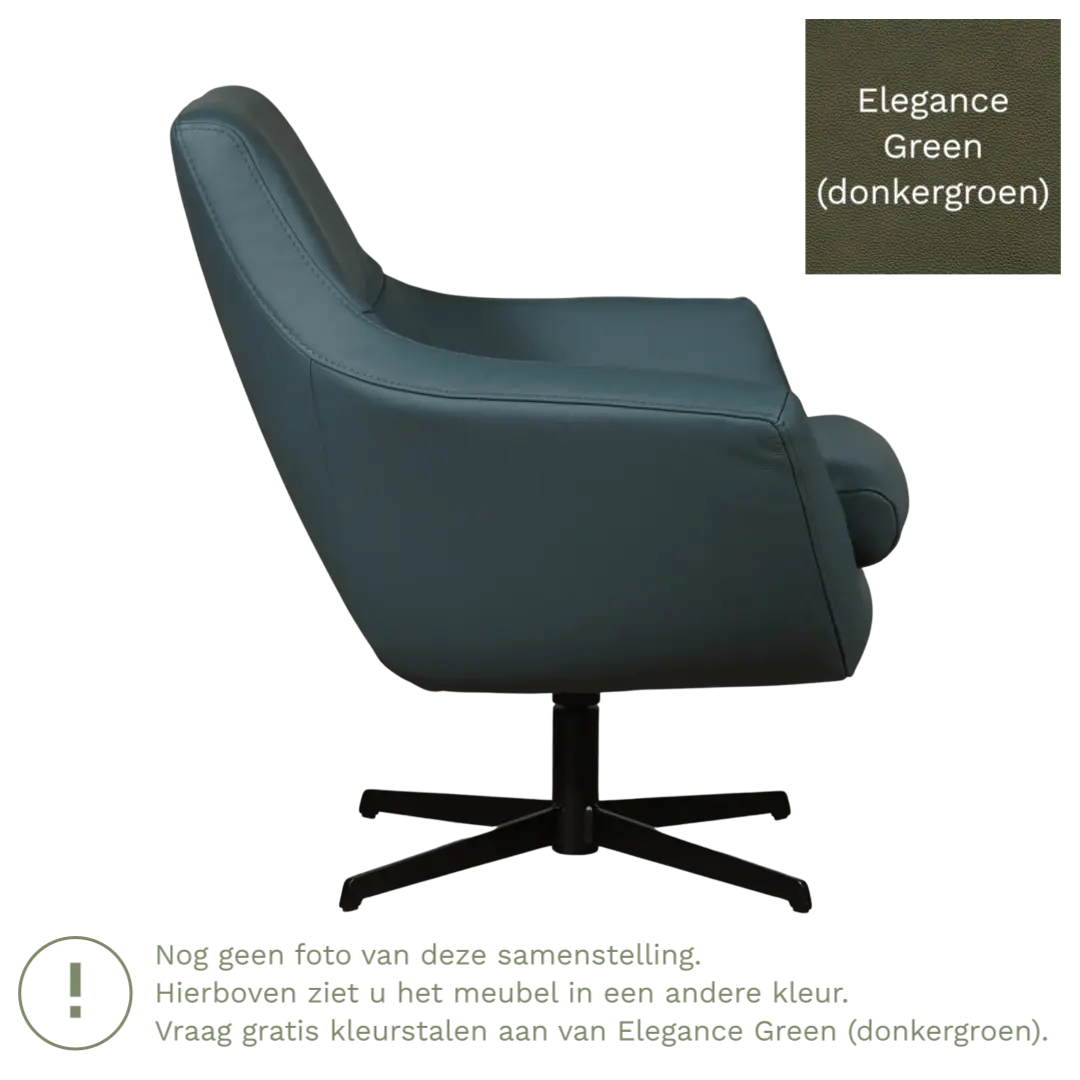 afbeelding van Leren draaifauteuil Wing - Elegance Green (donkergroen)