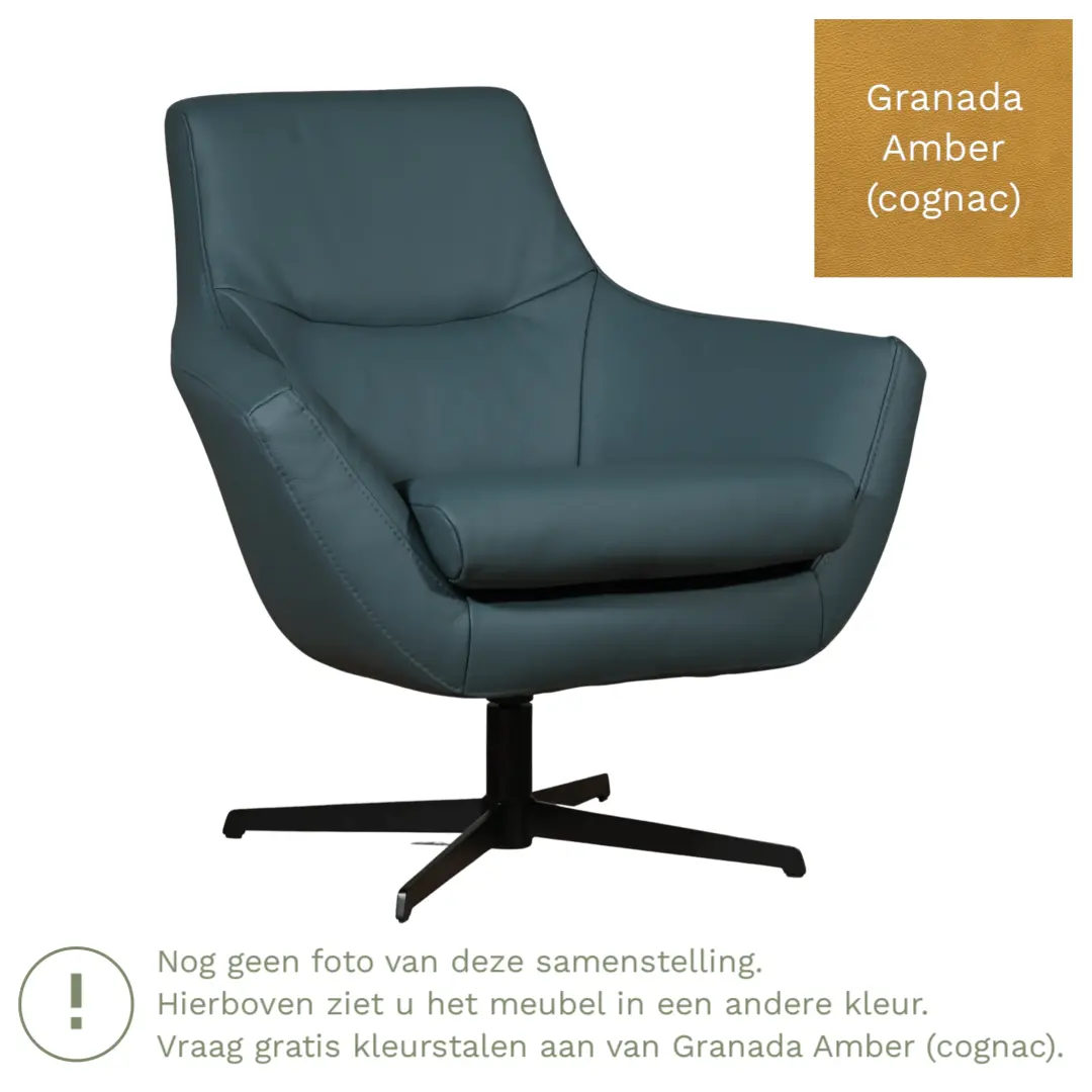 afbeelding van Leren draaifauteuil Wing - Granada Amber (cognac)