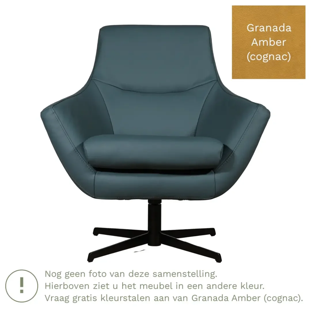 afbeelding van Leren draaifauteuil Wing - Granada Amber (cognac)