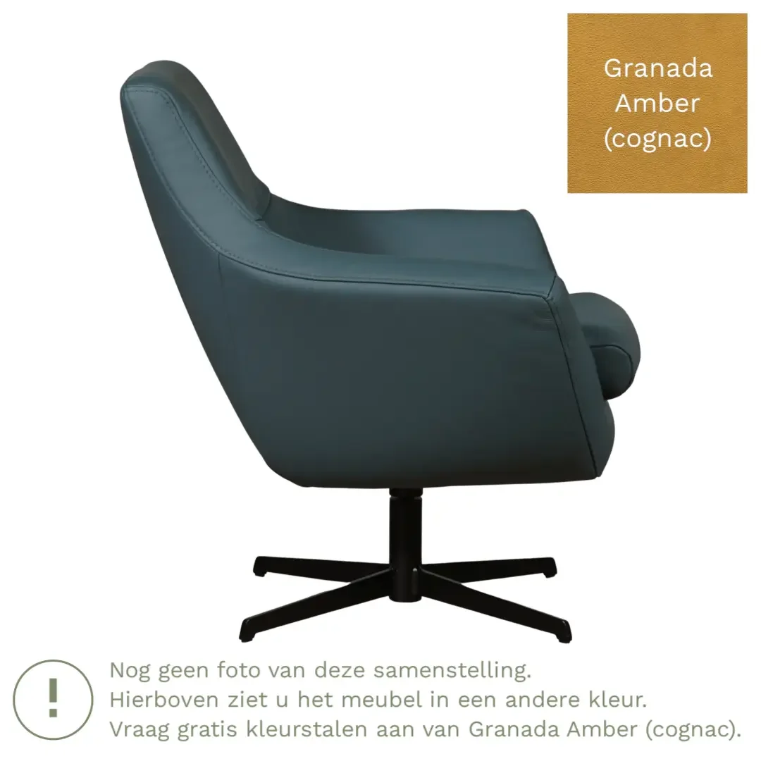 afbeelding van Leren draaifauteuil Wing - Granada Amber (cognac)