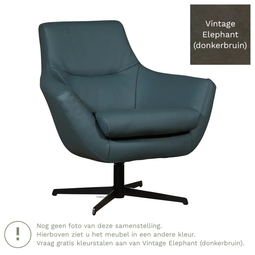 afbeelding van Leren draaifauteuil Wing - Vintage Elephant (donkerbruin)
