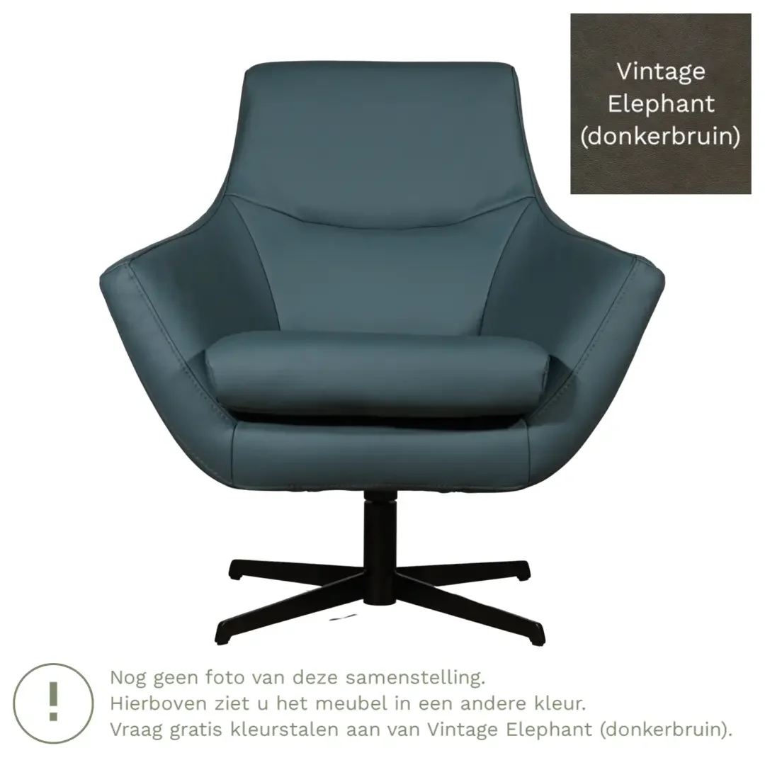 afbeelding van Leren draaifauteuil Wing - Vintage Elephant (donkerbruin)