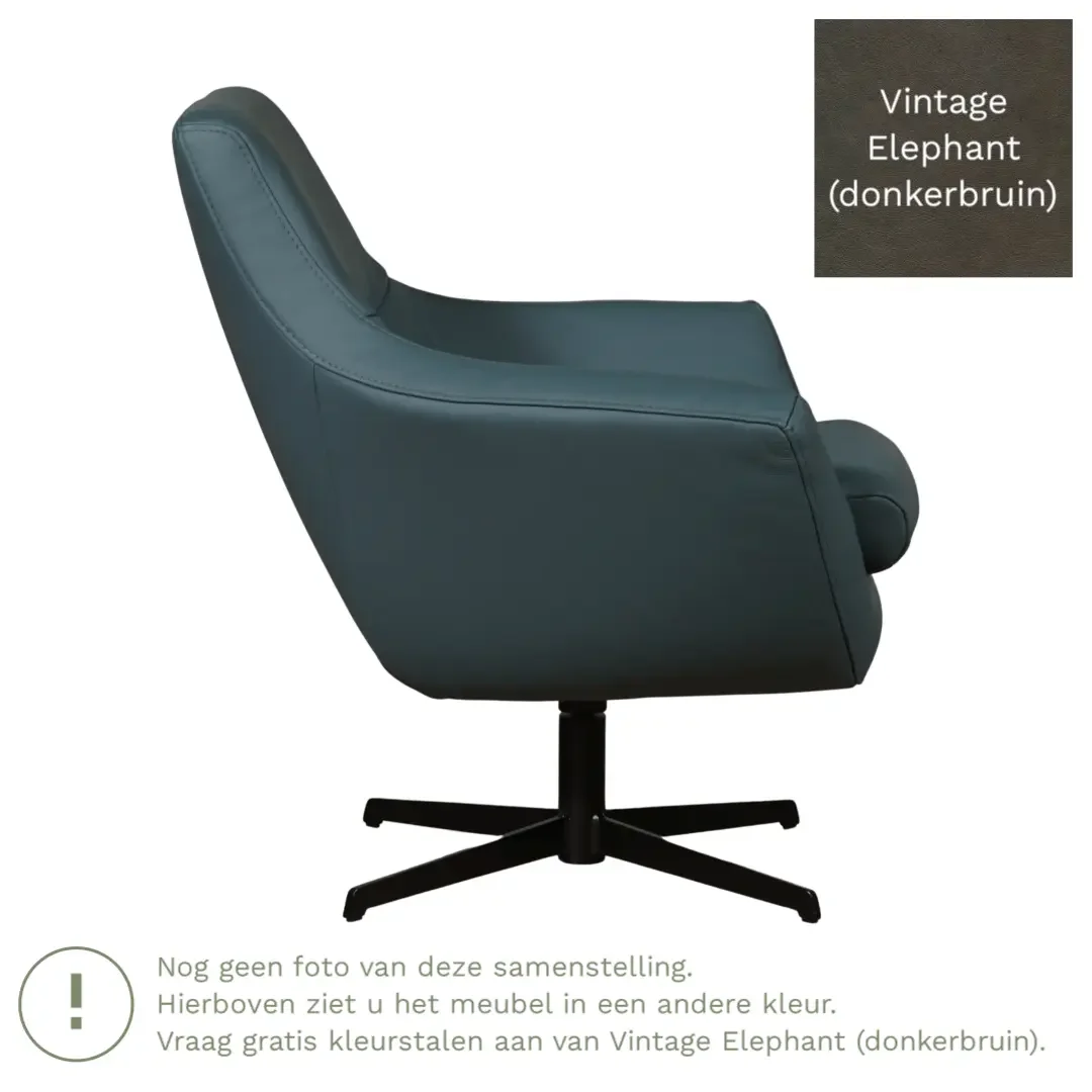 afbeelding van Leren draaifauteuil Wing - Vintage Elephant (donkerbruin)