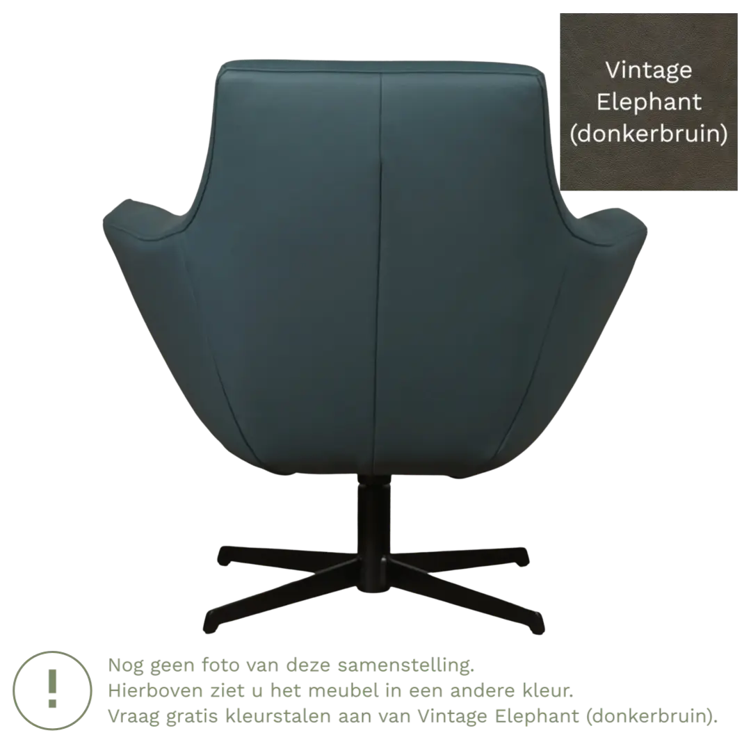 afbeelding van Leren draaifauteuil Wing - Vintage Elephant (donkerbruin)