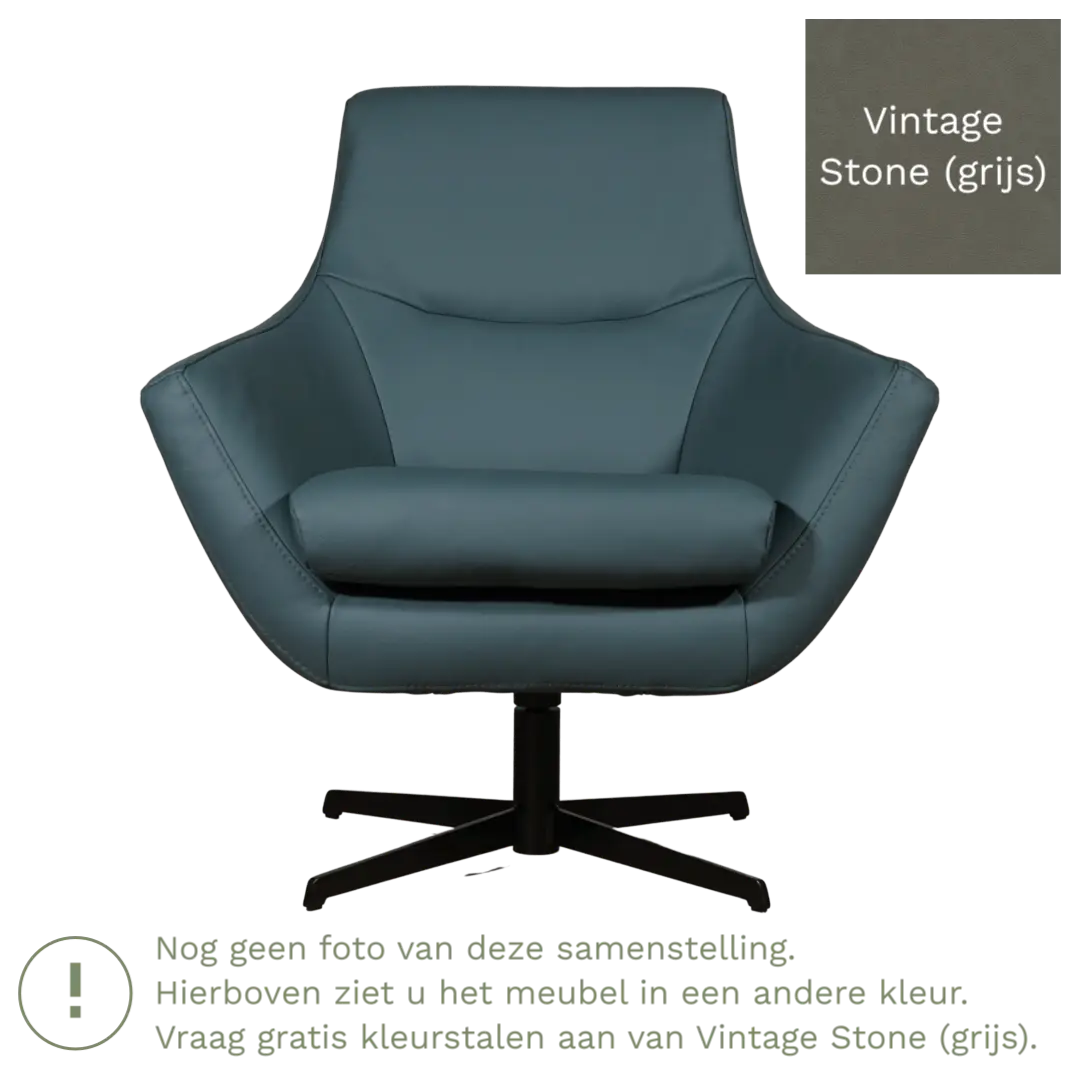 afbeelding van Leren draaifauteuil Wing - Vintage Stone (grijs)