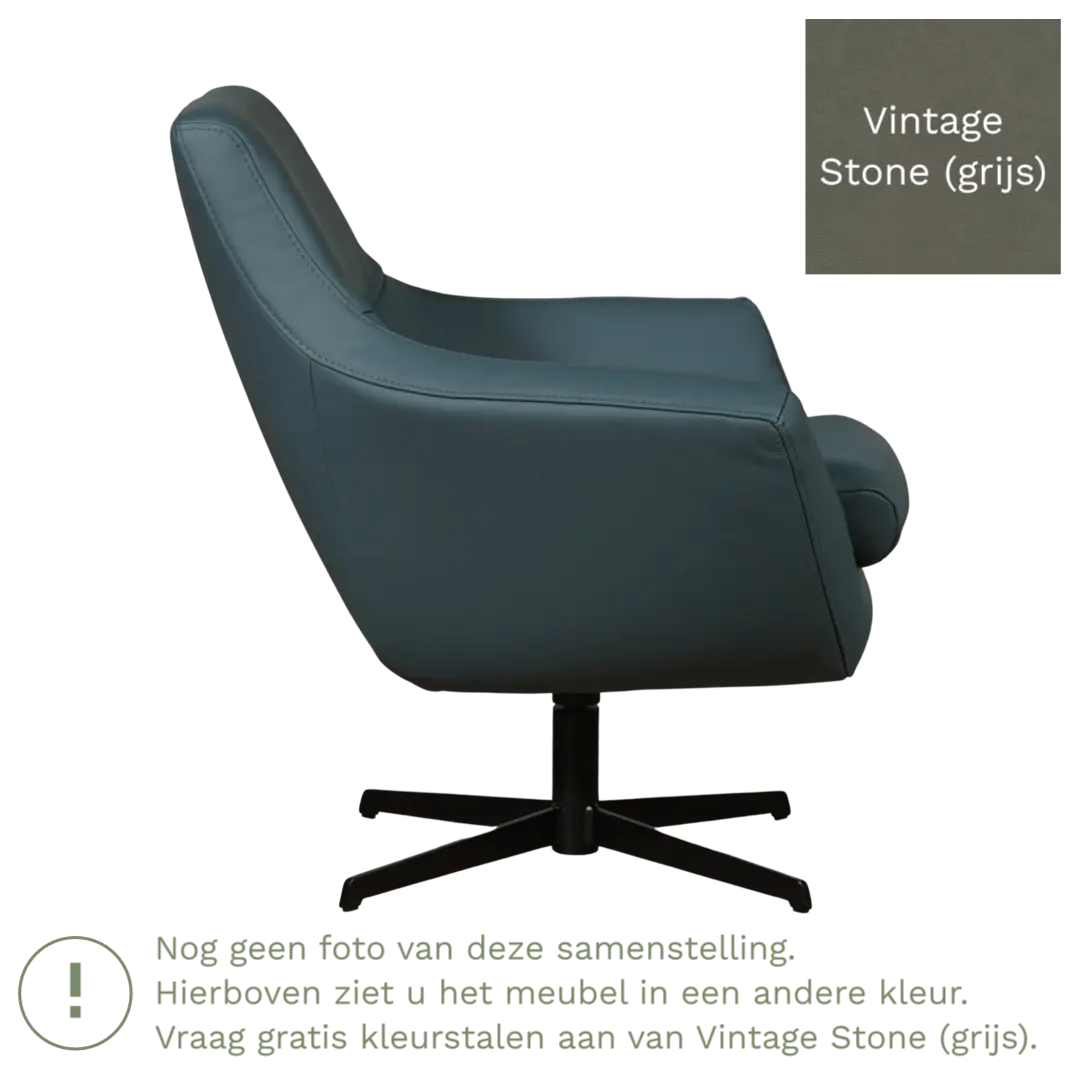 afbeelding van Leren draaifauteuil Wing - Vintage Stone (grijs)