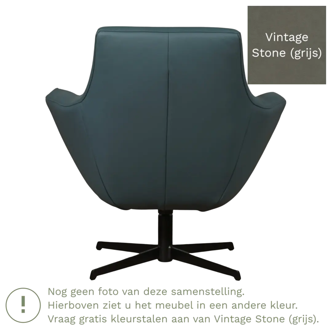 afbeelding van Leren draaifauteuil Wing - Vintage Stone (grijs)