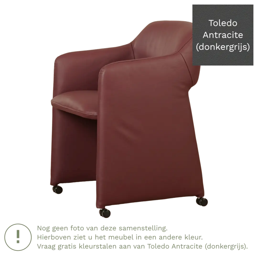 afbeelding van Leren eetkamerstoel Icon - Toledo Antracite (donkergrijs)