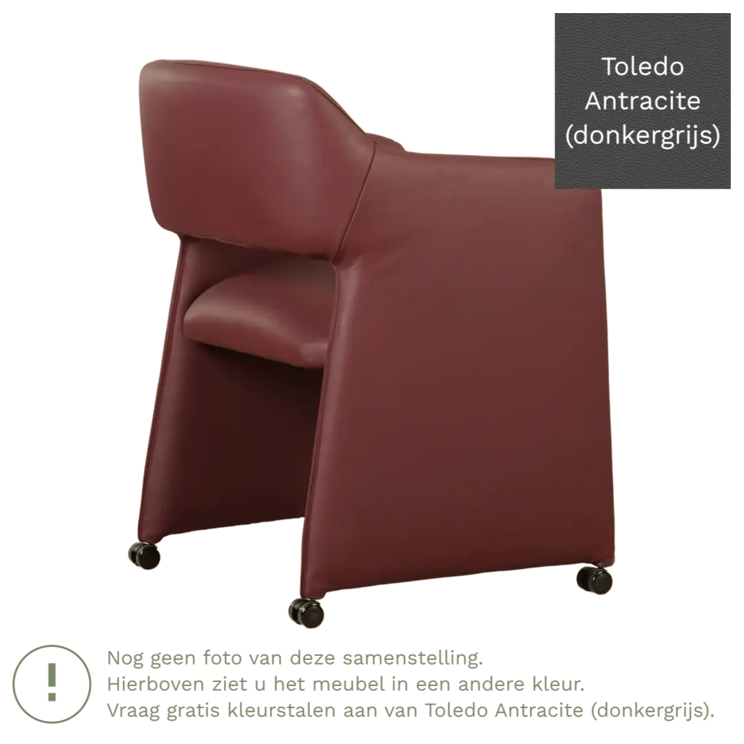 afbeelding van Leren eetkamerstoel Icon - Toledo Antracite (donkergrijs)