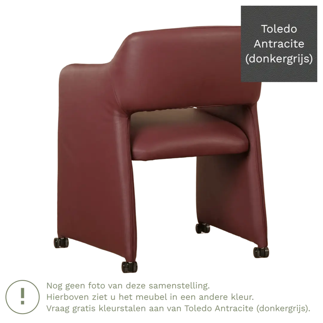afbeelding van Leren eetkamerstoel Icon - Toledo Antracite (donkergrijs)