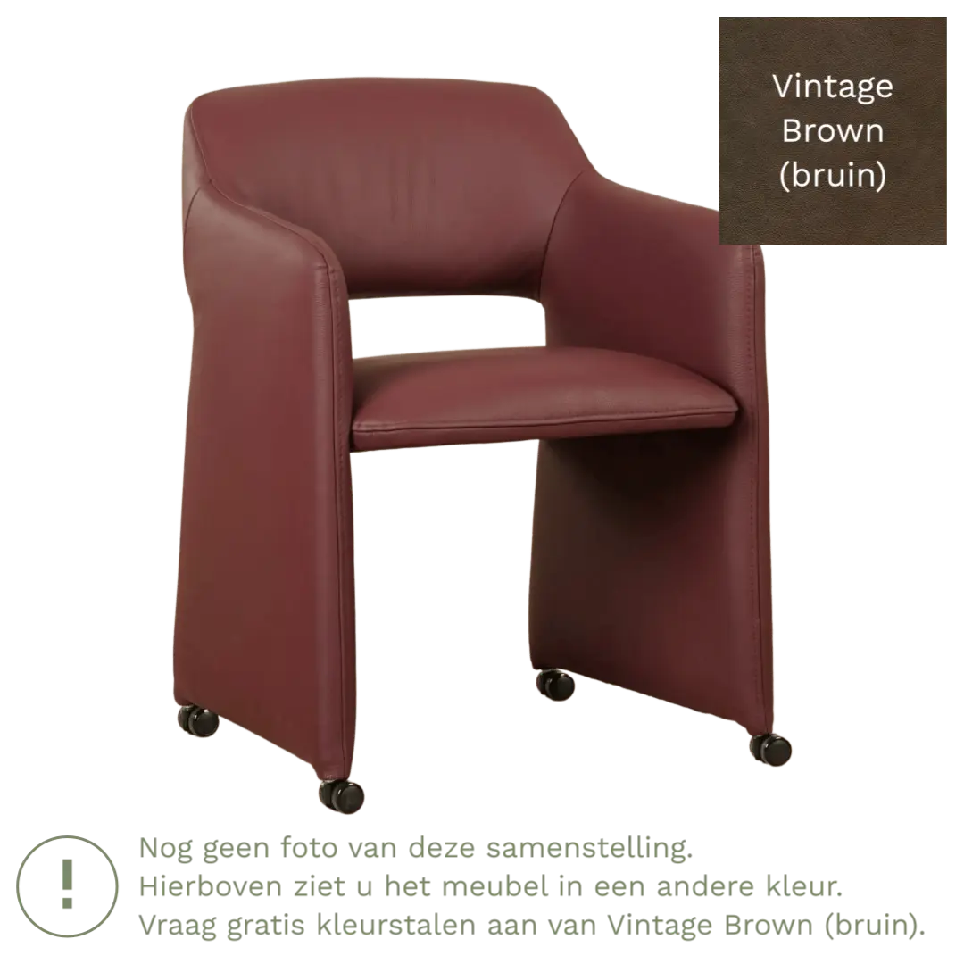 afbeelding van Leren eetkamerstoel Icon - Vintage Brown (bruin)