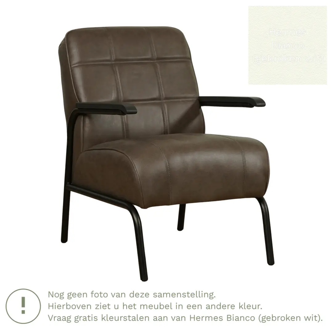 afbeelding van Leren fauteuil Ahead - Hermes Bianco (gebroken wit)