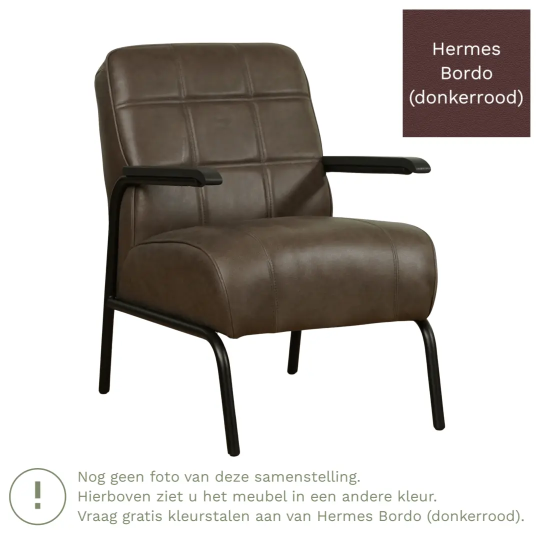 afbeelding van Leren fauteuil Ahead - Hermes Bordo (donkerrood)