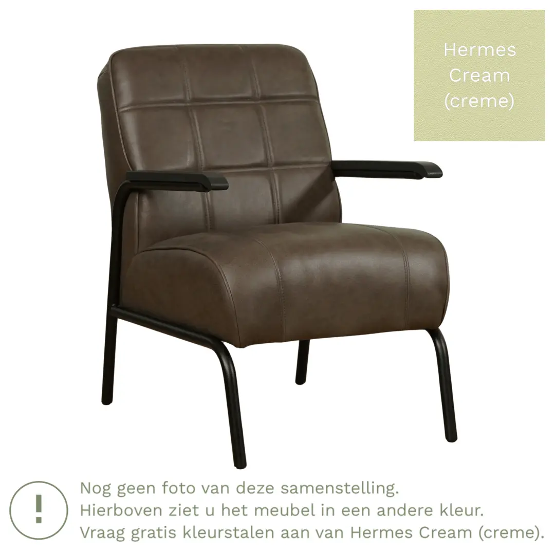 afbeelding van Leren fauteuil Ahead - Hermes Cream (crème)