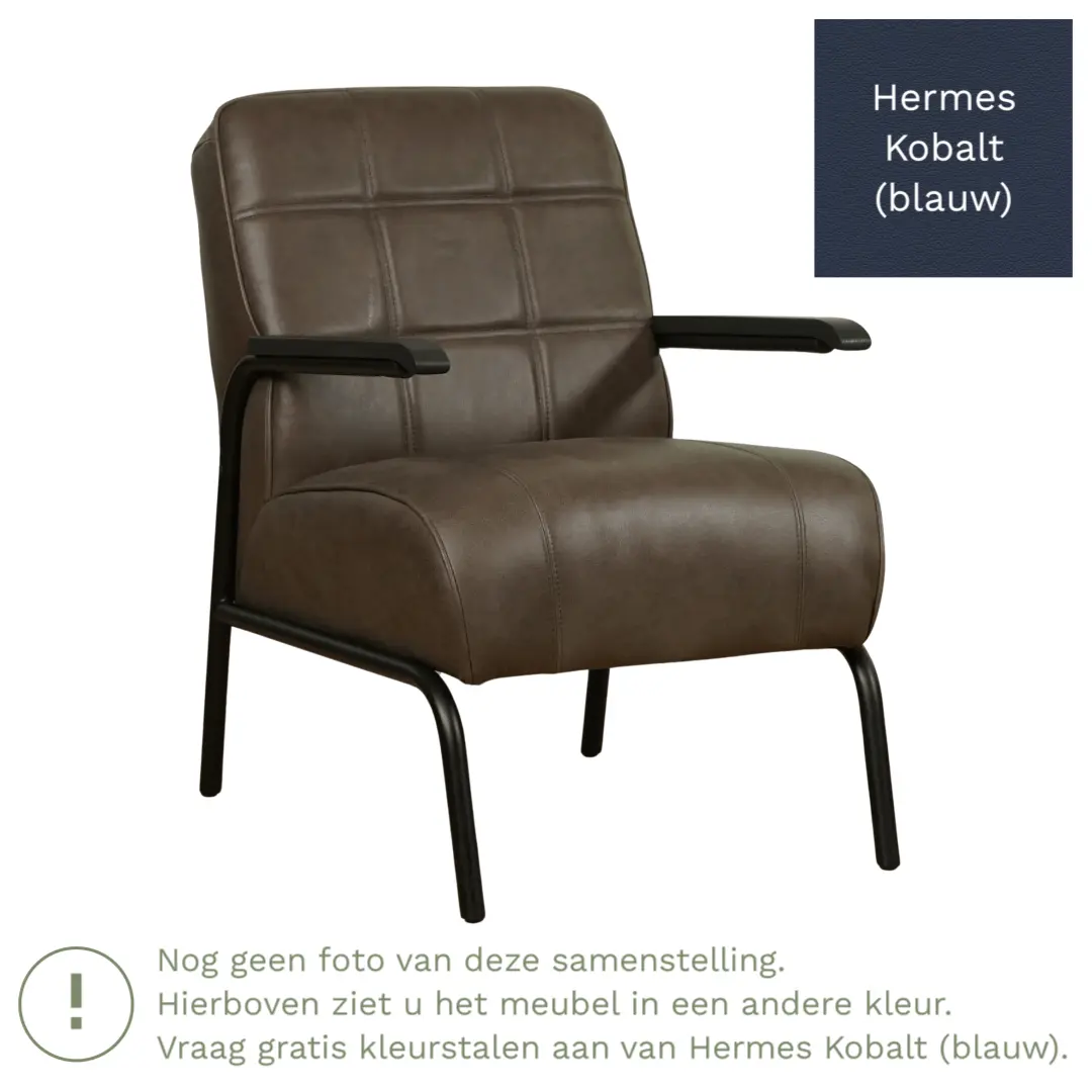 afbeelding van Leren fauteuil Ahead - Hermes Kobalt (blauw)