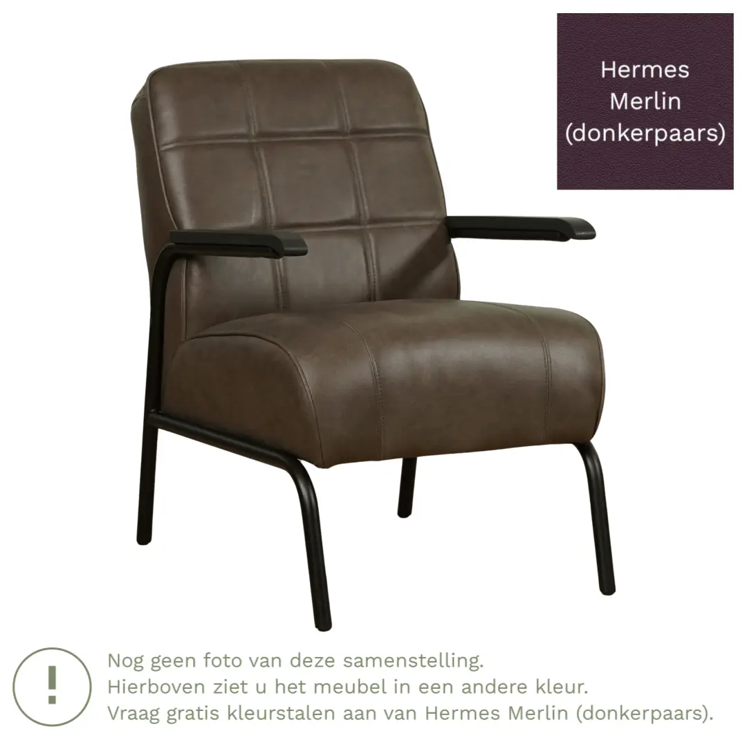 afbeelding van Leren fauteuil Ahead - Hermes Merlin (donkerpaars)