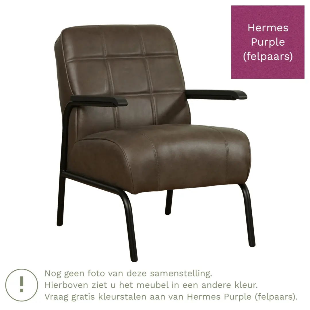 afbeelding van Leren fauteuil Ahead - Hermes Purple (felpaars)