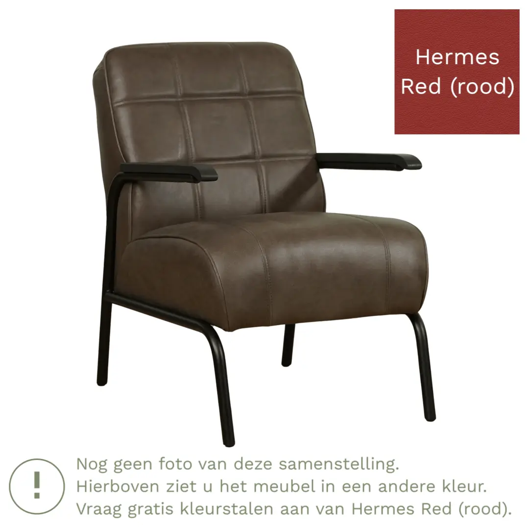 afbeelding van Leren fauteuil Ahead - Hermes Red (rood)
