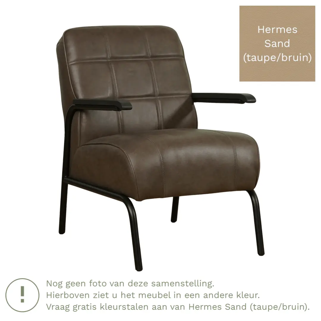 afbeelding van Leren fauteuil Ahead - Hermes Sand (taupe/bruin)