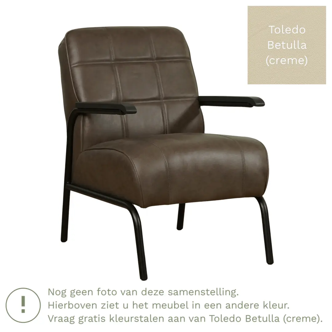 afbeelding van Leren fauteuil Ahead - Toledo Betulla (crème)