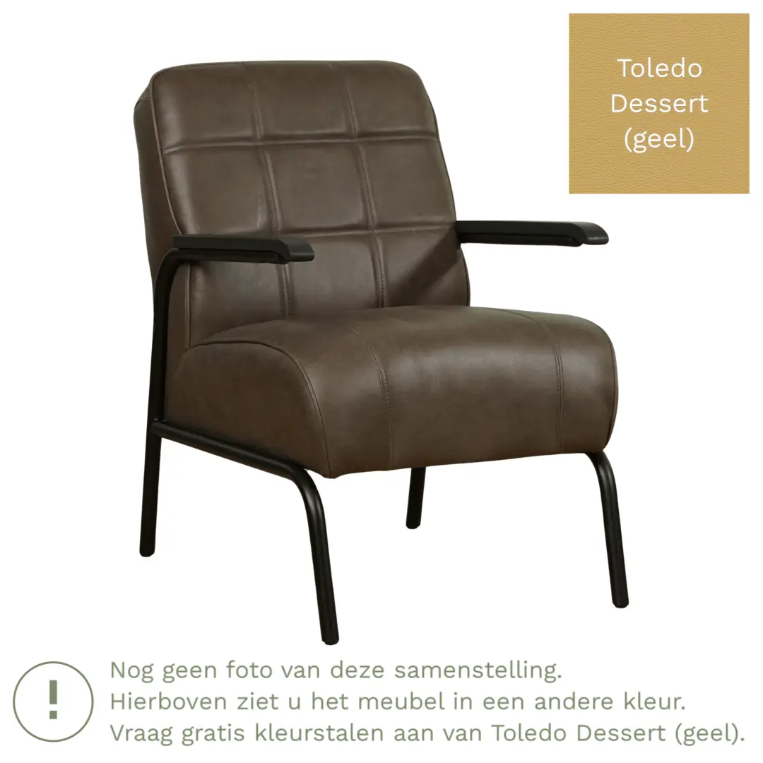 afbeelding van Leren fauteuil Ahead - Toledo Dessert (geel)
