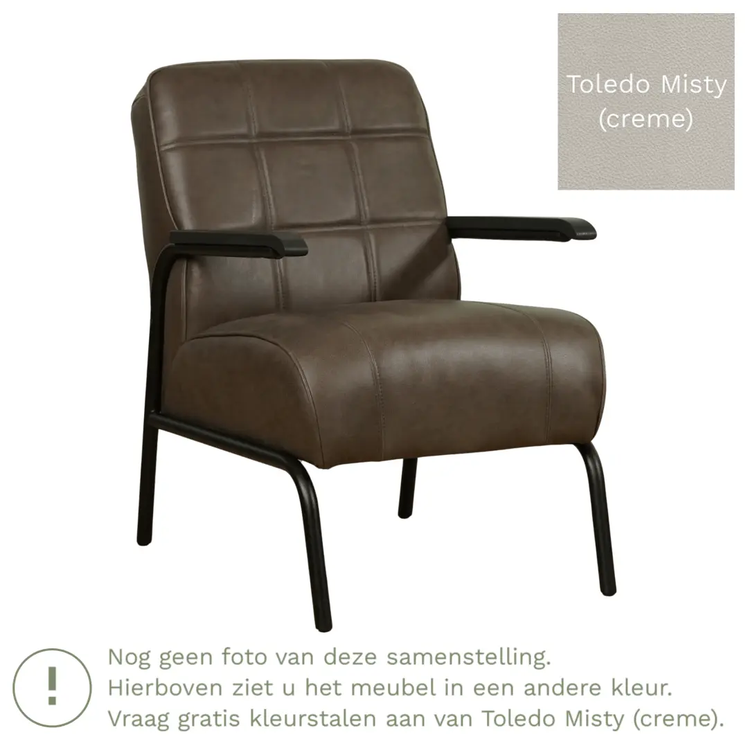 afbeelding van Leren fauteuil Ahead - Toledo Misty (crème)