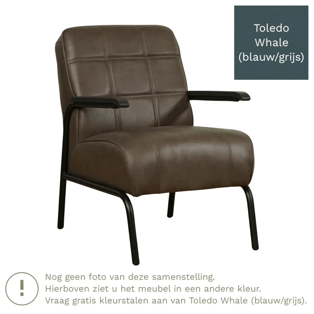 afbeelding van Leren fauteuil Ahead - Toledo Whale (blauw/grijs)
