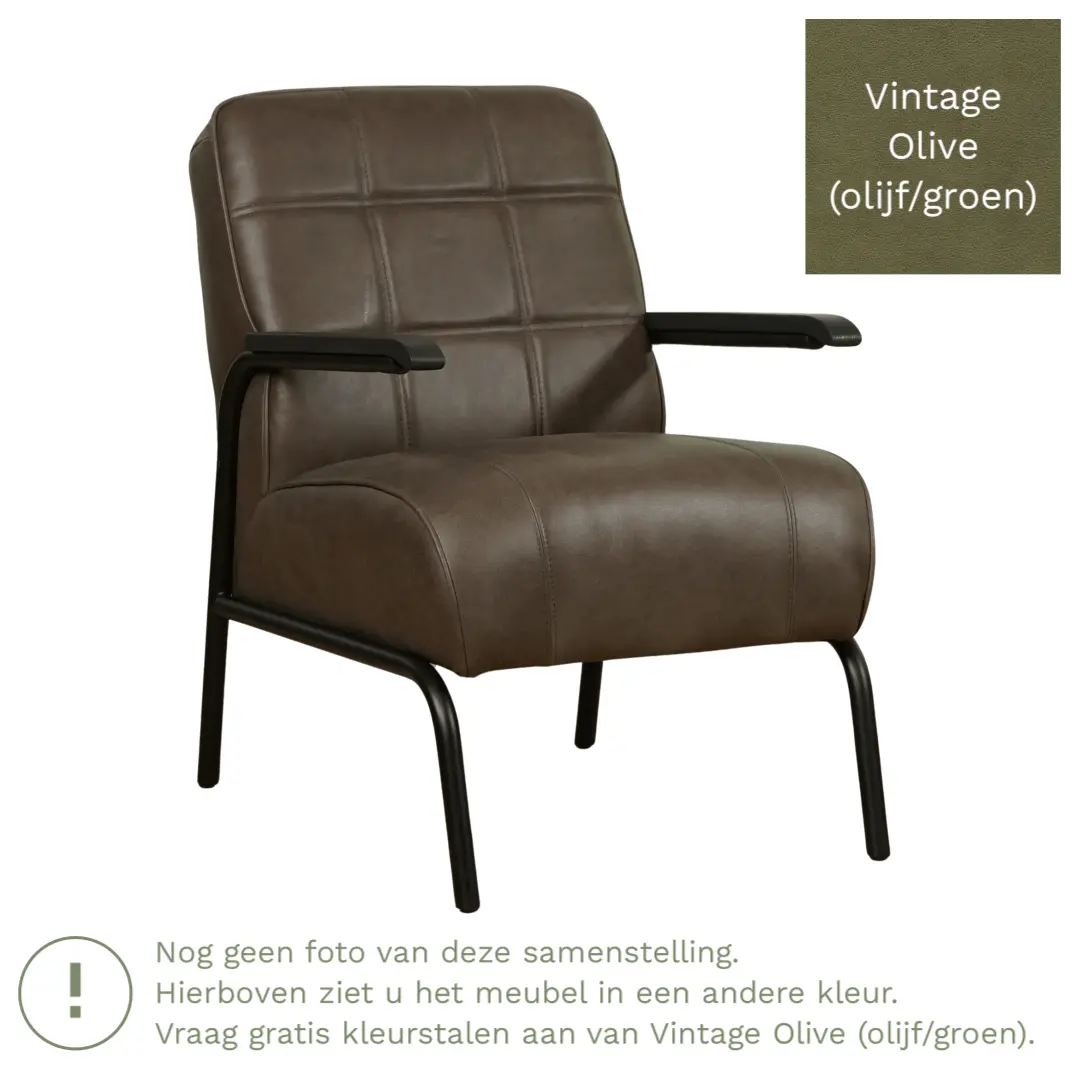 afbeelding van Leren fauteuil Ahead - Vintage Olive (olijf/groen)