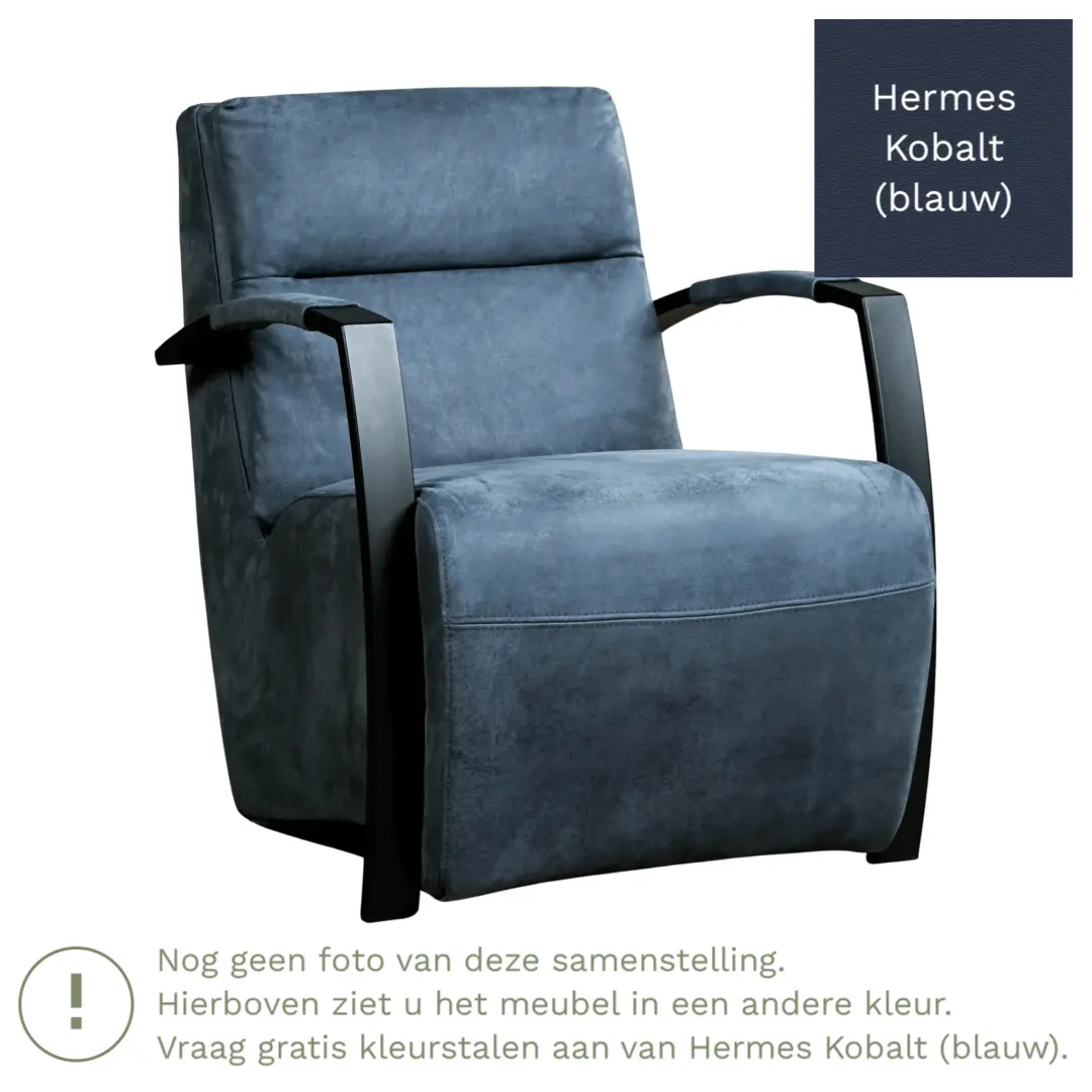 afbeelding van Leren fauteuil Arrival - Hermes Kobalt (blauw)