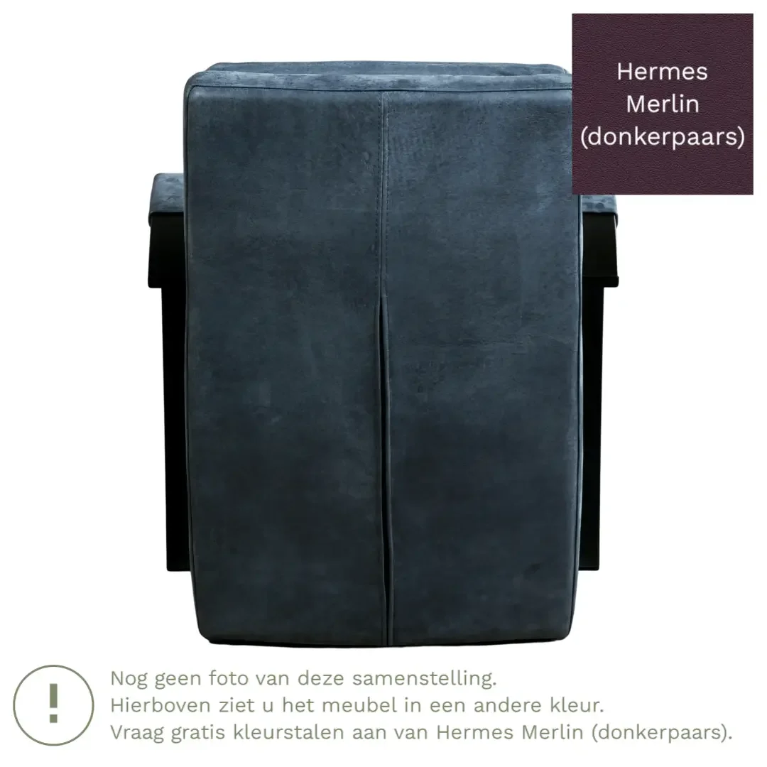 afbeelding van Leren fauteuil Arrival - Hermes Merlin (donkerpaars)
