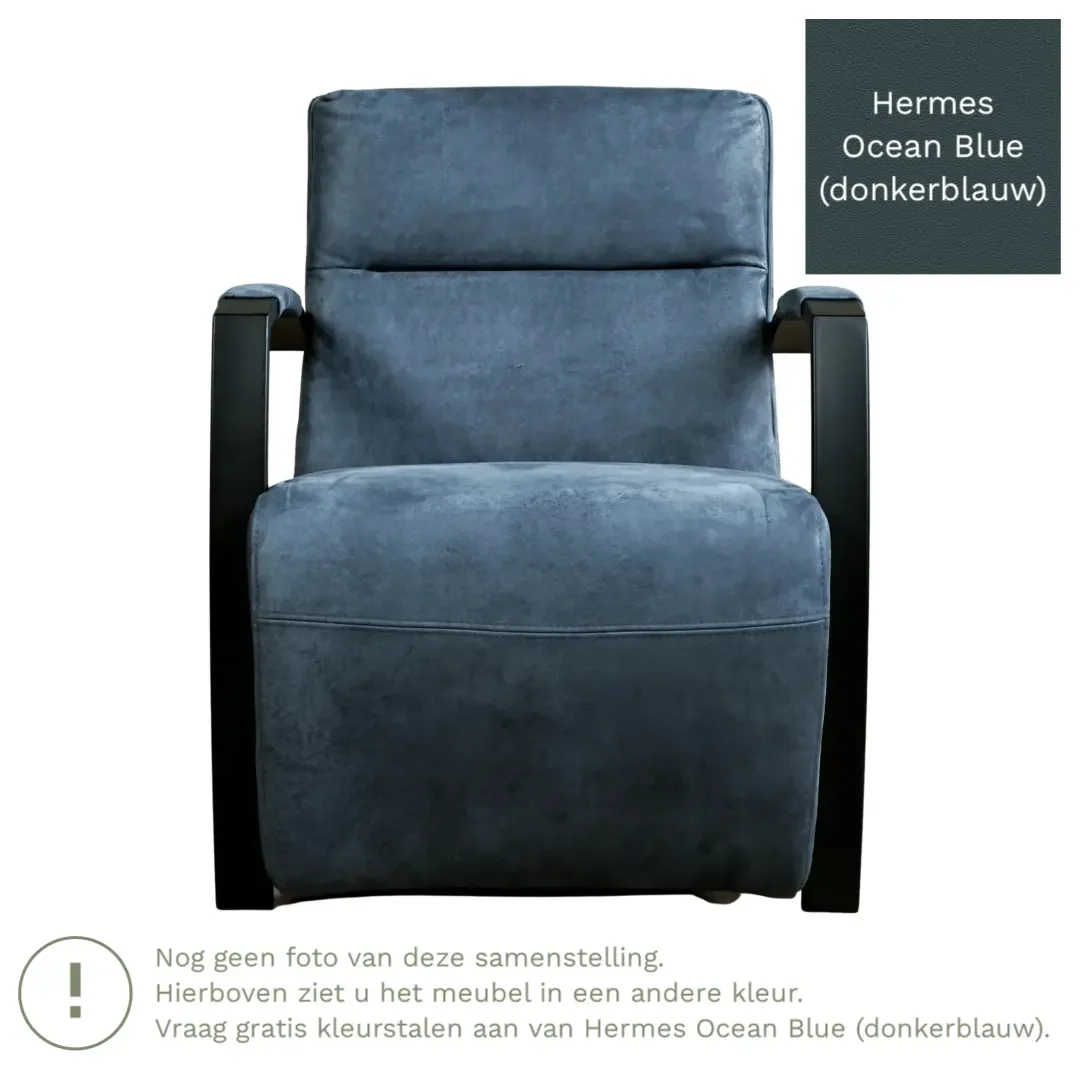 afbeelding van Leren fauteuil Arrival - Hermes Ocean Blue (donkerblauw)