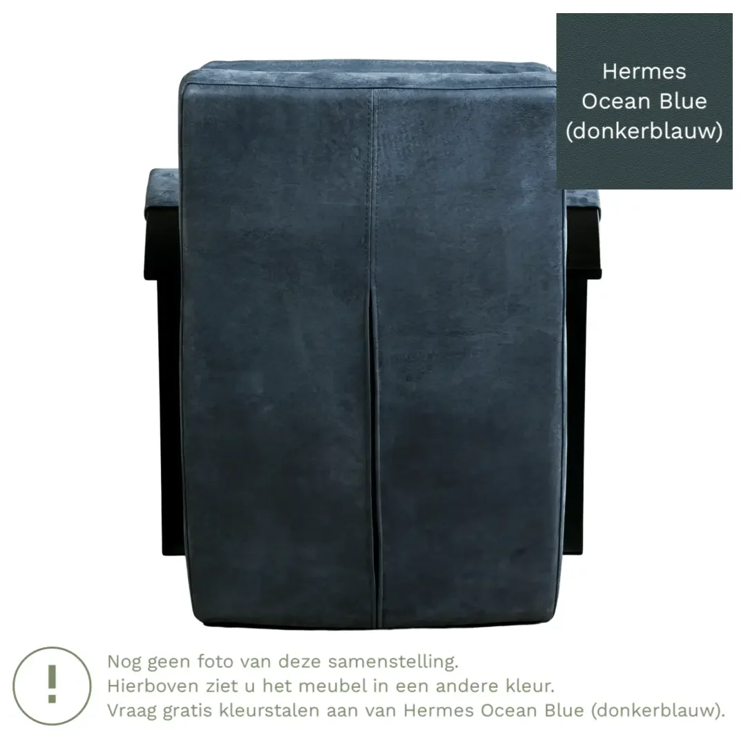 afbeelding van Leren fauteuil Arrival - Hermes Ocean Blue (donkerblauw)