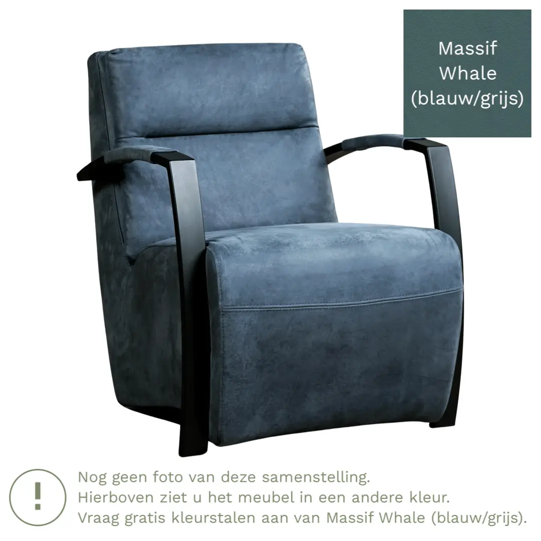 afbeelding van Leren fauteuil Arrival - Massif Whale (blauw/grijs)