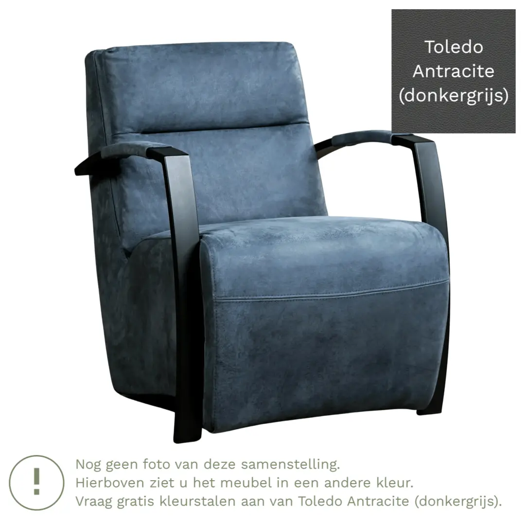 afbeelding van Leren fauteuil Arrival - Toledo Antracite (donkergrijs)