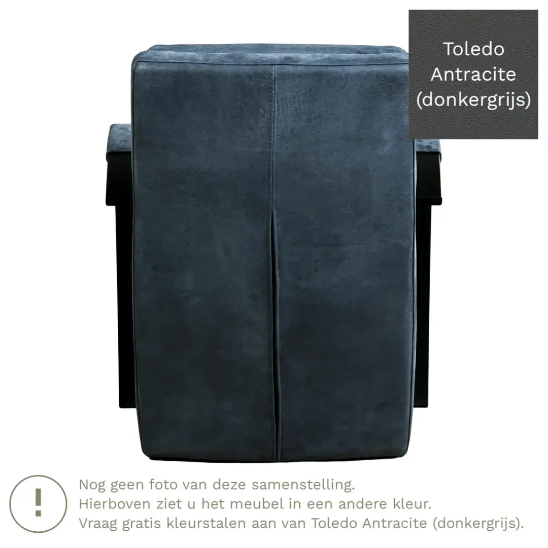 afbeelding van Leren fauteuil Arrival - Toledo Antracite (donkergrijs)