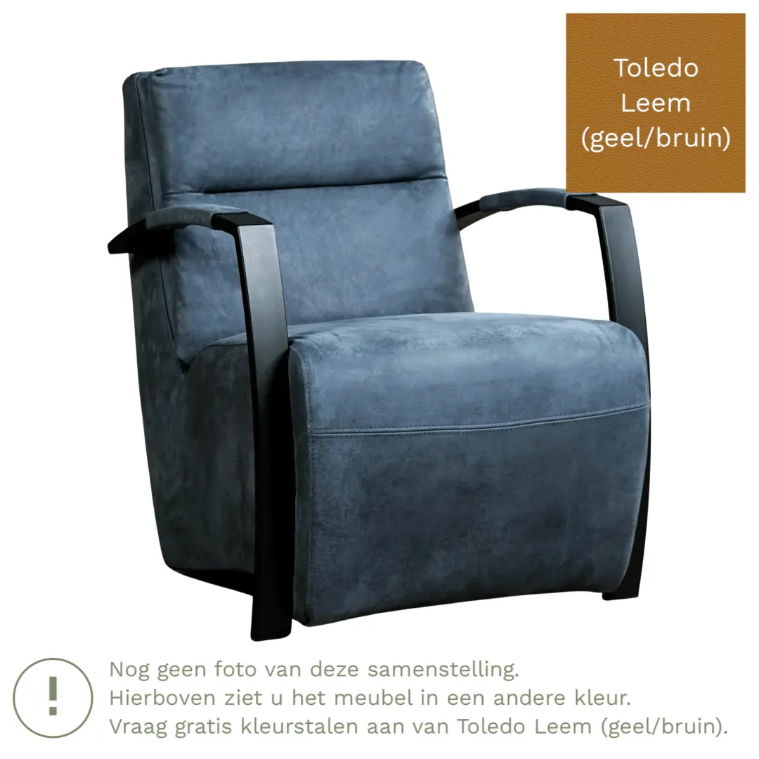 afbeelding van Leren fauteuil Arrival - Toledo Leem (geel/bruin)