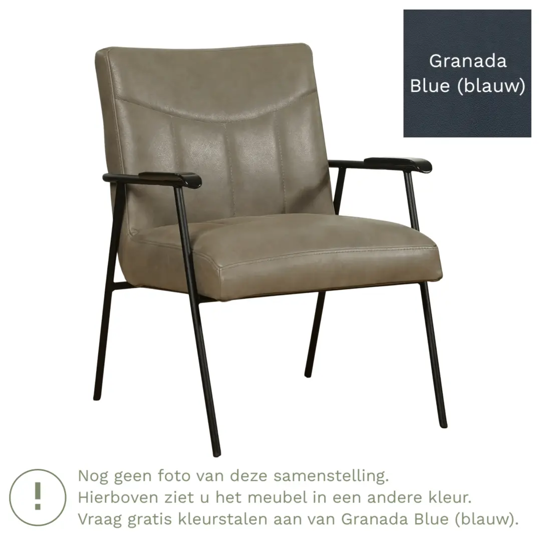 afbeelding van Leren fauteuil Beam - Granada Blue (blauw)