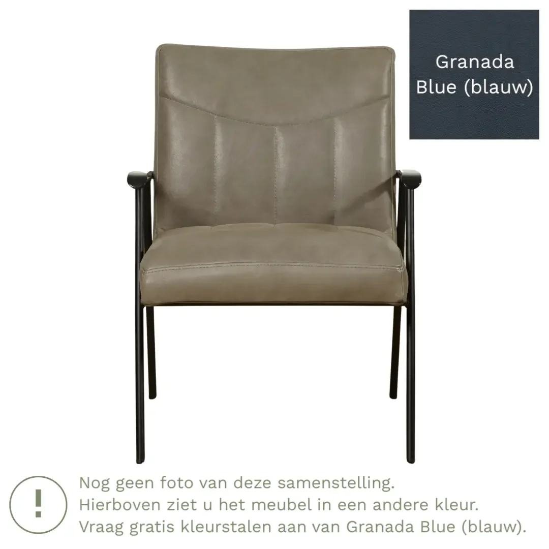 afbeelding van Leren fauteuil Beam - Granada Blue (blauw)