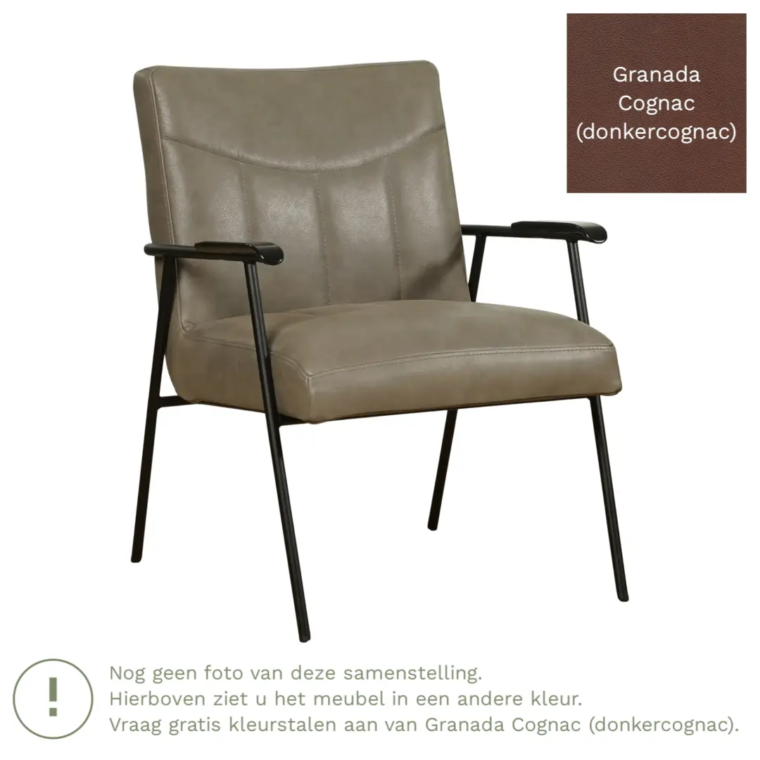afbeelding van Leren fauteuil Beam - Granada Cognac (donkercognac)