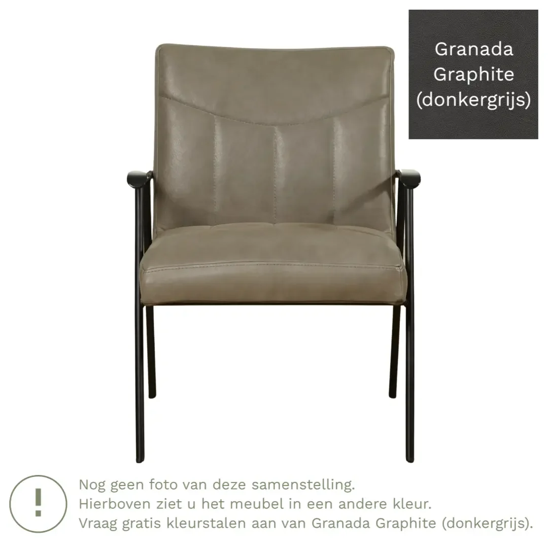 afbeelding van Leren fauteuil Beam - Granada Graphite (donkergrijs)