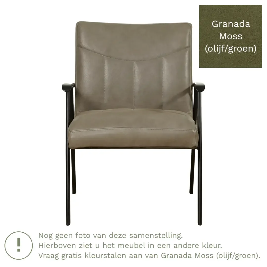 afbeelding van Leren fauteuil Beam - Granada Moss (olijf/groen)