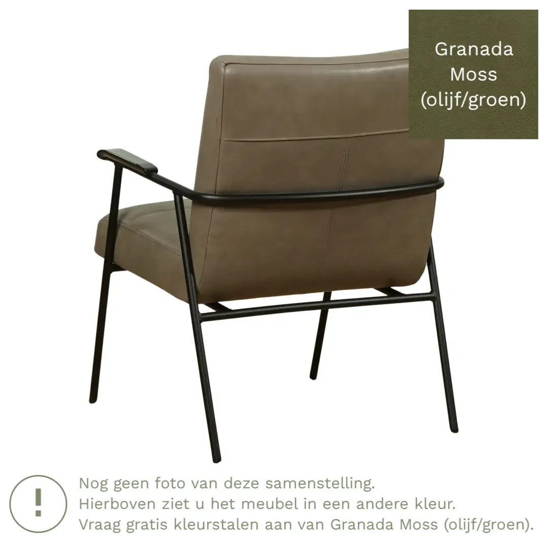 afbeelding van Leren fauteuil Beam - Granada Moss (olijf/groen)