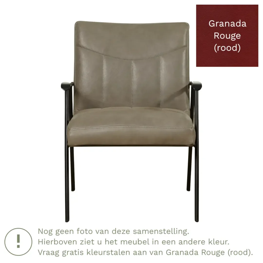 afbeelding van Leren fauteuil Beam - Granada Rouge (rood)