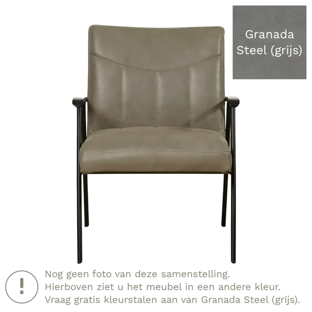 afbeelding van Leren fauteuil Beam - Granada Steel (grijs)