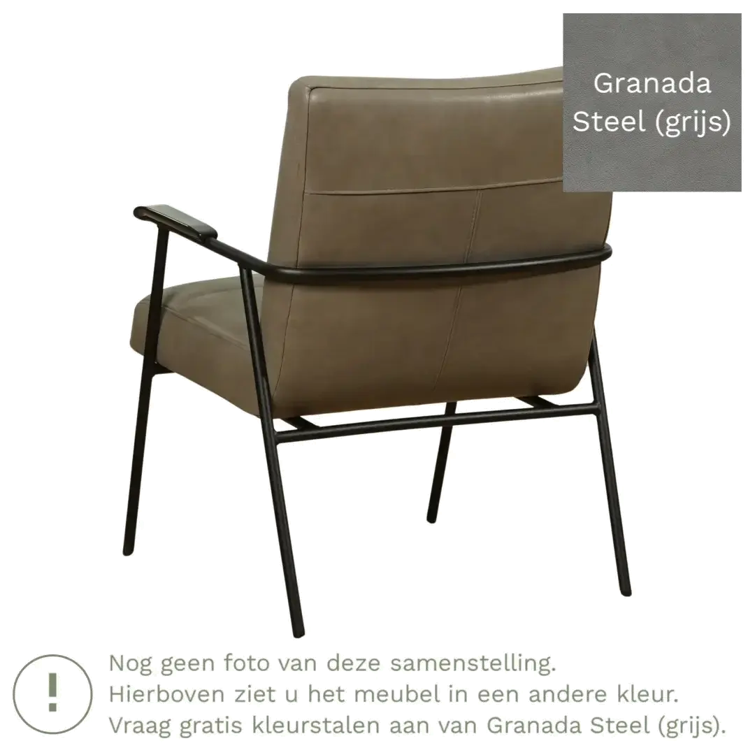 afbeelding van Leren fauteuil Beam - Granada Steel (grijs)
