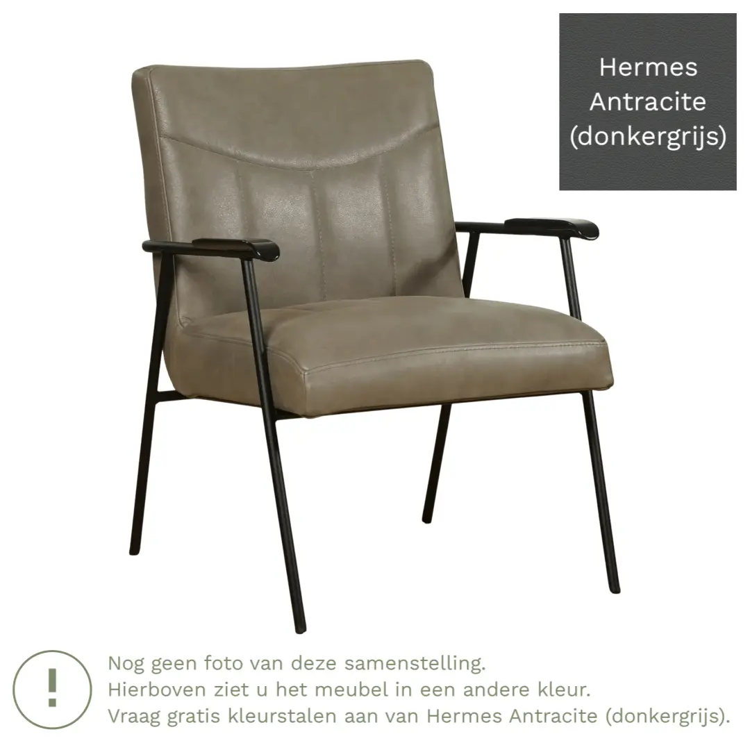 afbeelding van Leren fauteuil Beam - Hermes Antracite (donkergrijs)