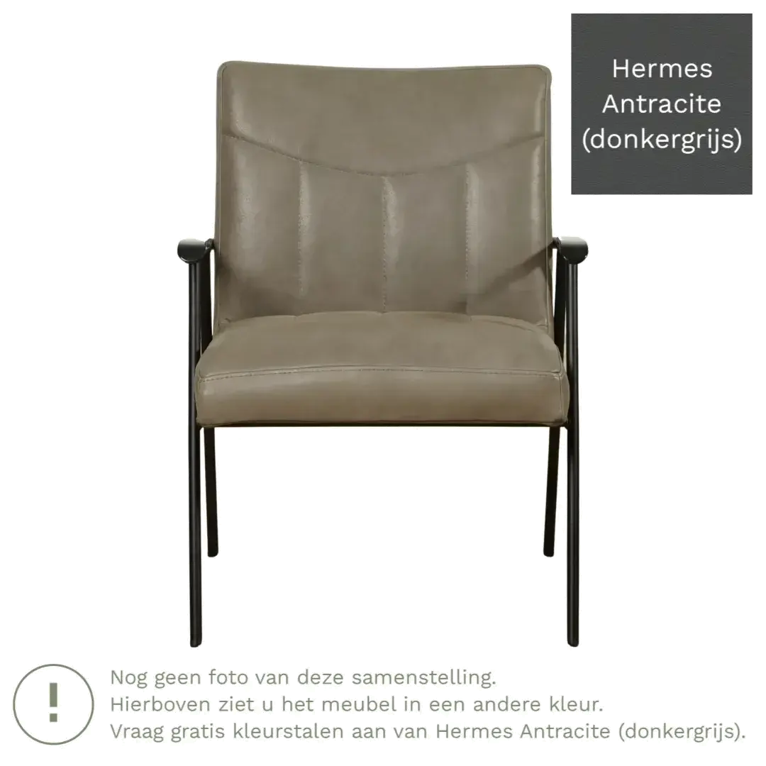 afbeelding van Leren fauteuil Beam - Hermes Antracite (donkergrijs)